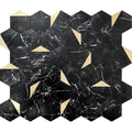 Sample - Black Gold 12x12 Honed Hexagon PVC Peel & Stick Tile (10 pack, 8.3 sq ft/case)