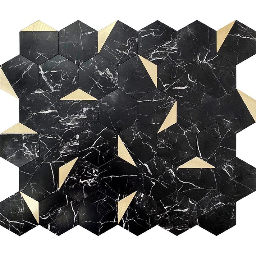 Black Gold 12x12 Honed Hexagon PVC Peel & Stick Tile (10 pack, 8.3 sq ft/case) - Sample