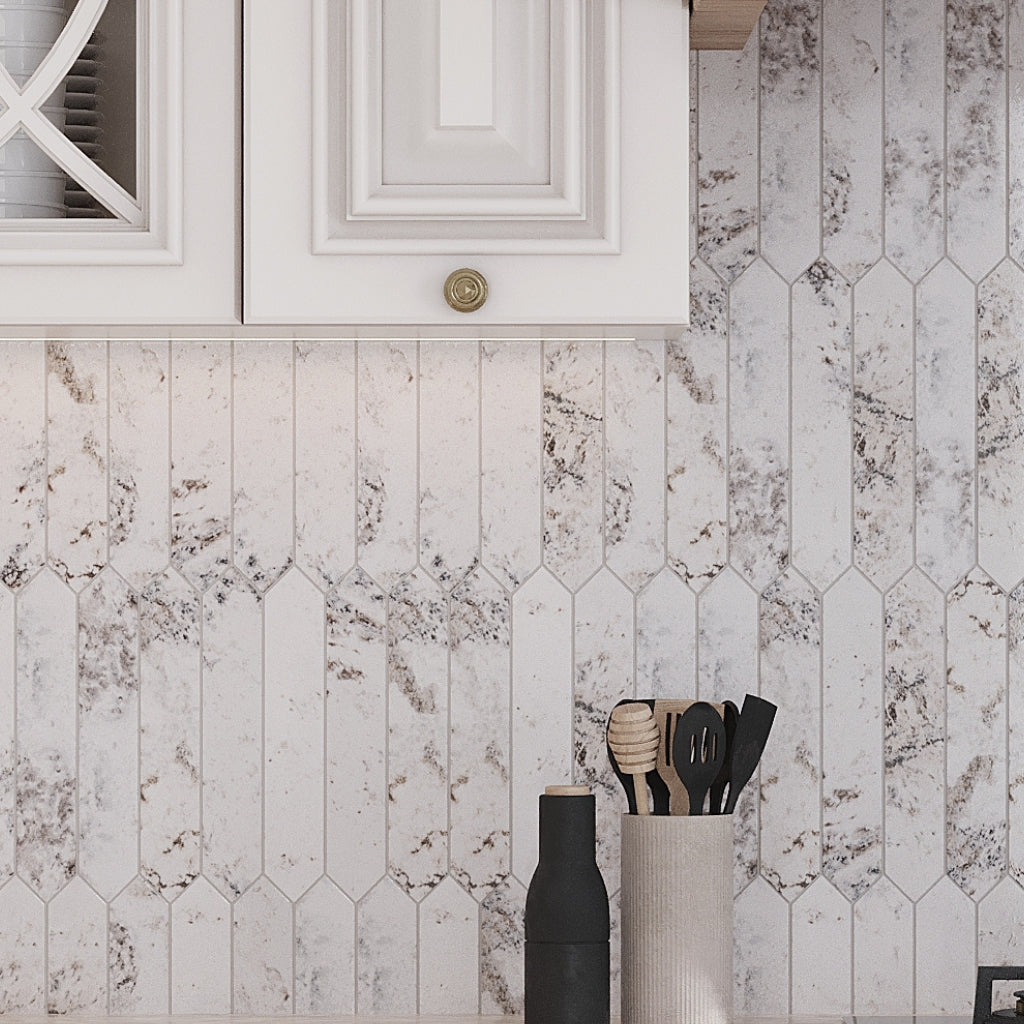 Cotton White 2x10 Picket Glossy Ceramic Tile (23 pack, 2.37 sq ft/case)