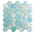 Sample - Aqua 12x12 Matte Hexagon Glass Mosaic Tile (10 pack, 9.6 sq ft/case)