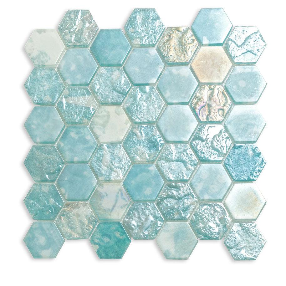 Aqua 12x12 Matte Hexagon Glass Mosaic Tile (10 Cases, 96 sq ft/Pallet)