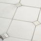 Pearl white polished Thassos hexagon mosaic tile with shell accents in 11x11 size