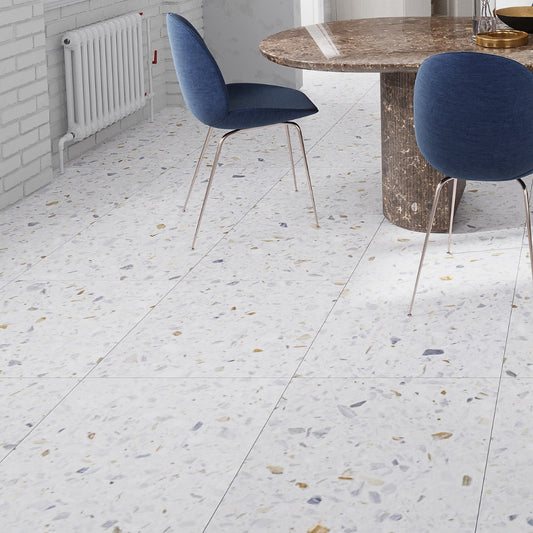 White Gold 24x24 Honed Square Terrazzo Large Format Tile (2 pack, 7.75 sq ft/case)