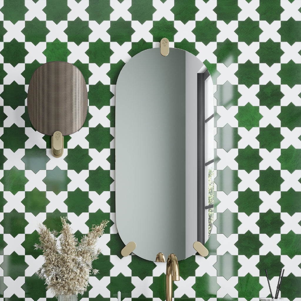 Dark Green 5x5 Glossy Star Ceramic Tile (27 pack, 5.37 sq ft/case)