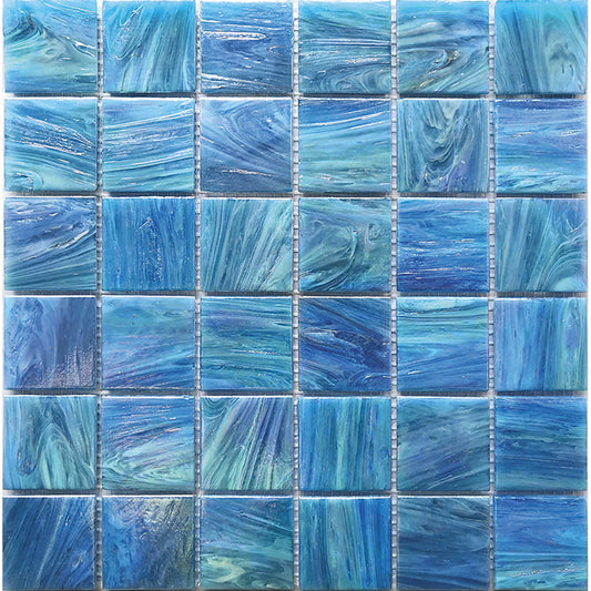 Denim Blue 12x12 Glossy Uniform square Glass Mosaic Tile (10 pack, 10 sq ft/case) - Sample