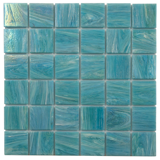 Light Teal Blue 12x12 Glossy Uniform square Glass Mosaic Tile (10 pack, 10 sq ft/case) - Sample