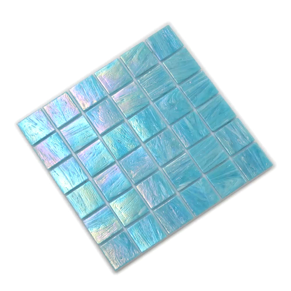 Celestial 12 in. x 12 in. Glossy Light Teal Blue Glass Mosaic Wall and Floor Tile (10 sq. ft./case) (10-pack)