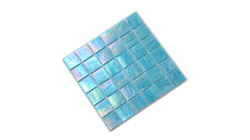 Celestial 12 in. x 12 in. Glossy Light Teal Blue Glass Mosaic Wall and Floor Tile (10 sq. ft./case) (10-pack)