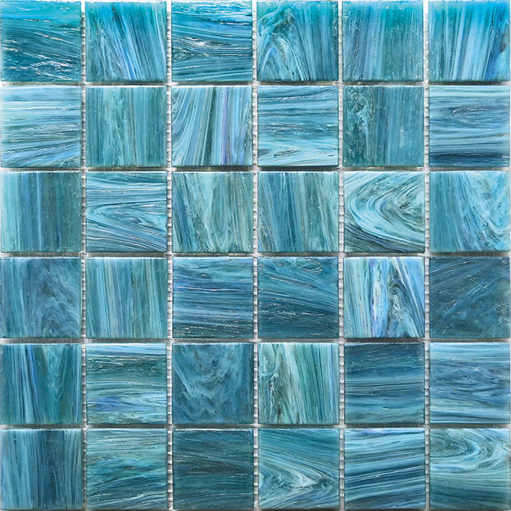 Yale Blue Glossy Glass Mosaic Tile