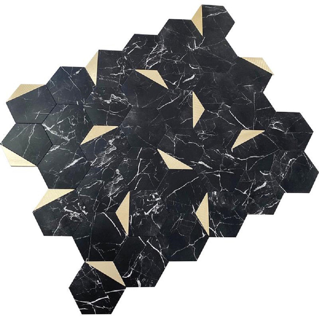 Black Gold 12x12 Honed Hexagon PVC Peel & Stick Tile (10 pack, 8.3 sq ft/case) - Sample