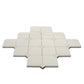 Pearl white polished Thassos shell hexagon mosaic tile arranged with small square connectors