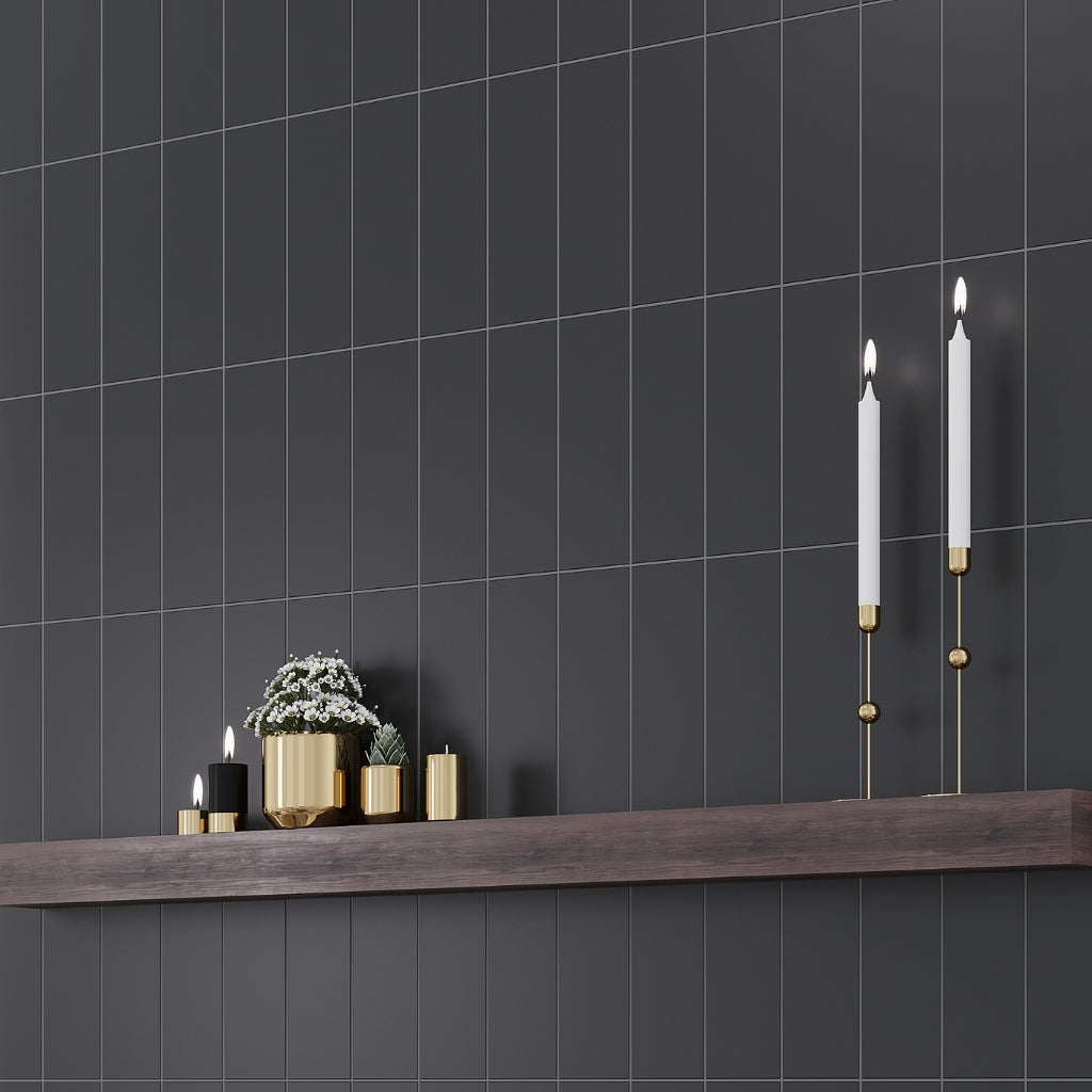 Black 4x12 Polished Ceramic Subway Tile (34 pack, 10.4 sq ft/case)