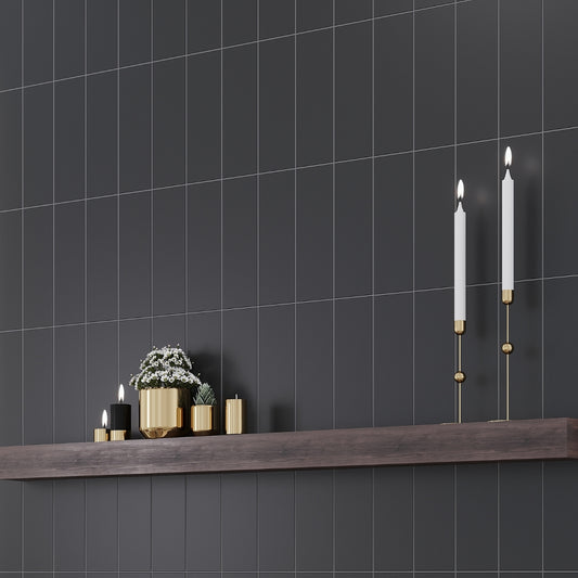 Black 4x12 Polished Ceramic Subway Tile (34 pack, 10.4 sq ft/case)