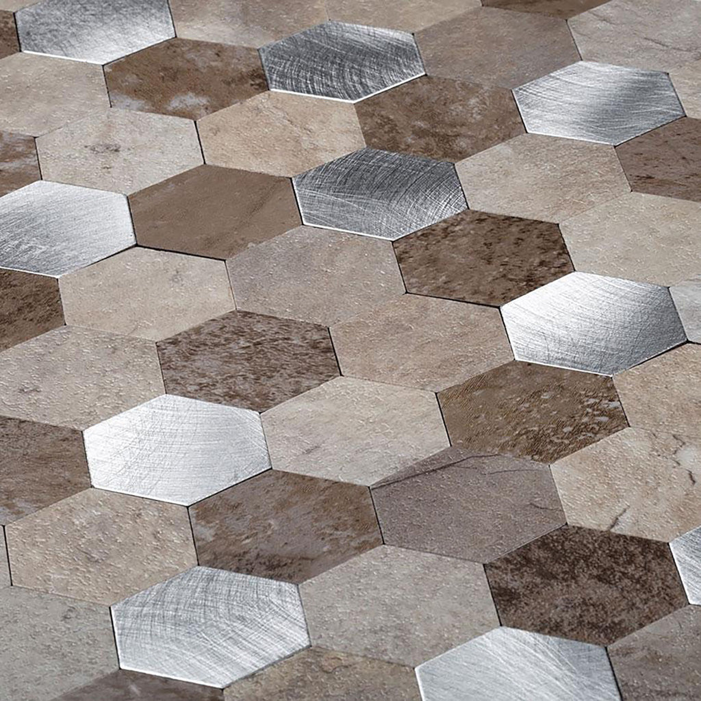 Beige 11x11 Honed Hexagon PVC Peel & Stick Tile (10 pack, 8.79 sq ft/case) - Sample