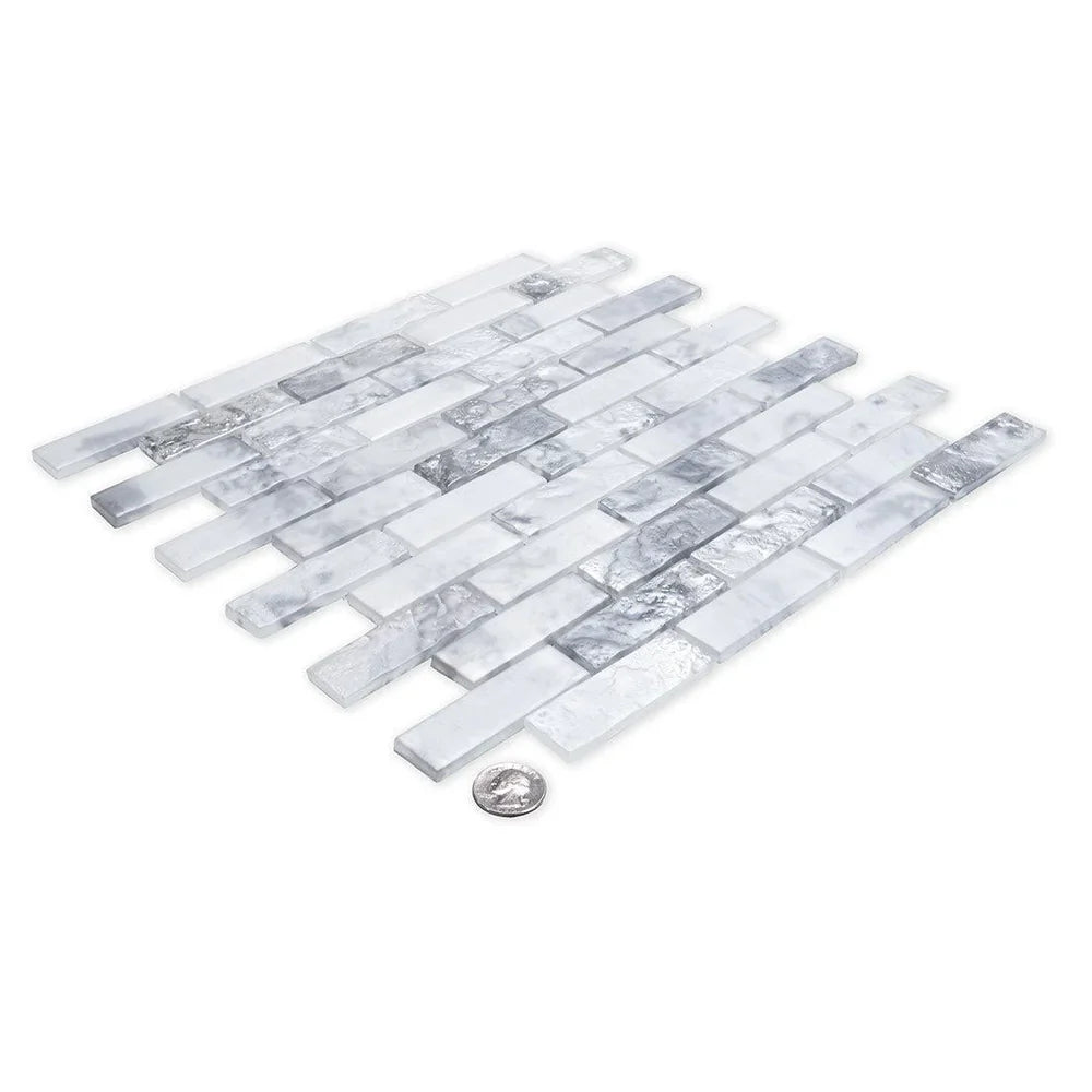 Verre 11.7 in. x 11.7 in. Matte White Glass Mosaic Wall and Floor Tile (9.5 sq ft/case) - 10 pack - Sample