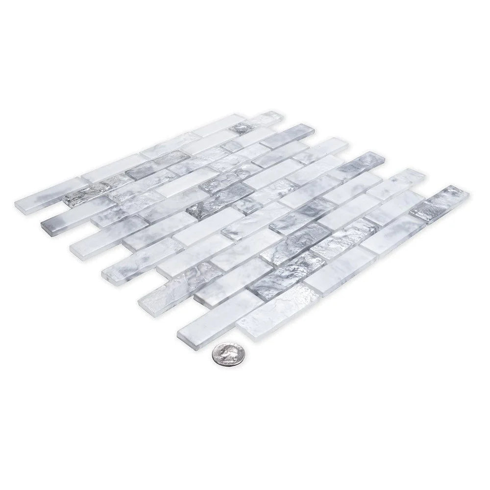 Verre 11.7 in. x 11.7 in. Matte White Glass Mosaic Wall and Floor Tile (9.5 sq ft/case) - 10 pack