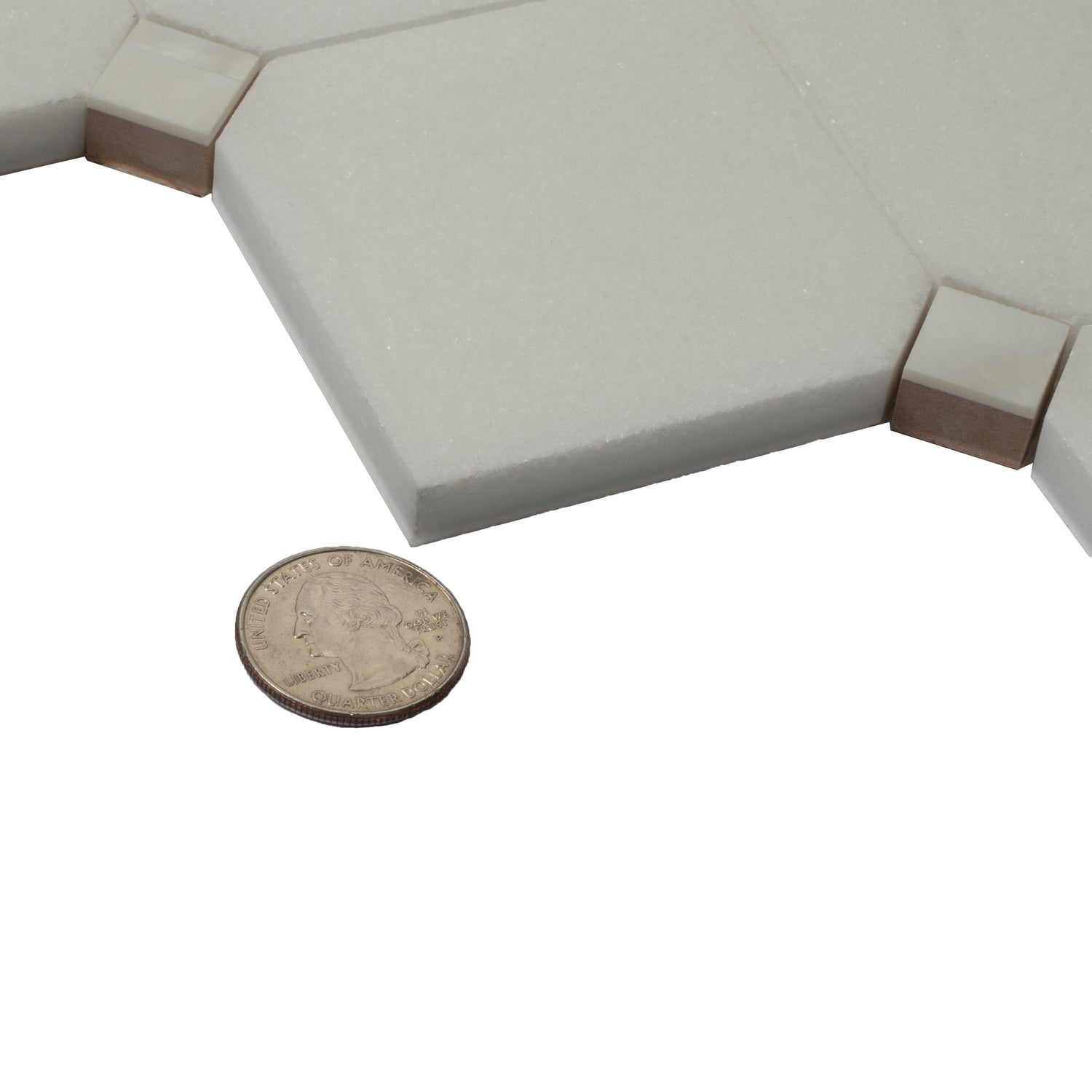 Sample - Pearl White 11x11 Polished Thassos, Shell Hexagon Mosaic tile (5 pack, 4.51 sq ft/case)