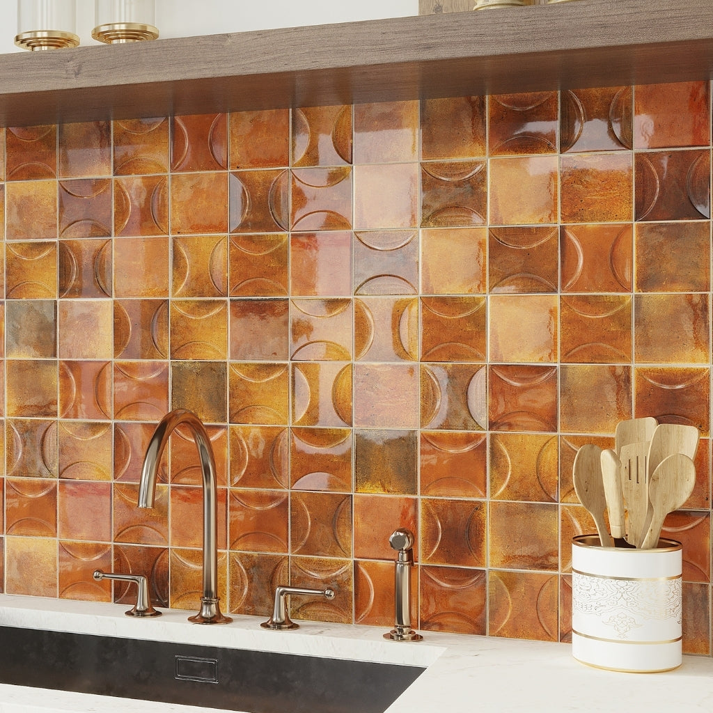 Red 4x4 Glossy Ceramic Square Deco Tile (60 pack, 6.48 sq ft/case)