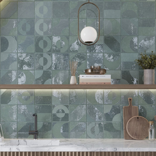 Muted Sage Green 8x8 Matte, Glossy Square Motif Porcelain Tile (29 pack, 12.49 sq ft/case)