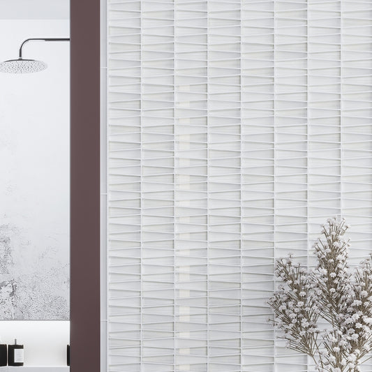 White 12x13 Trapezium Glossy Matte Glass Mosaic Tile (5 pack, 5.38 sq ft/case)