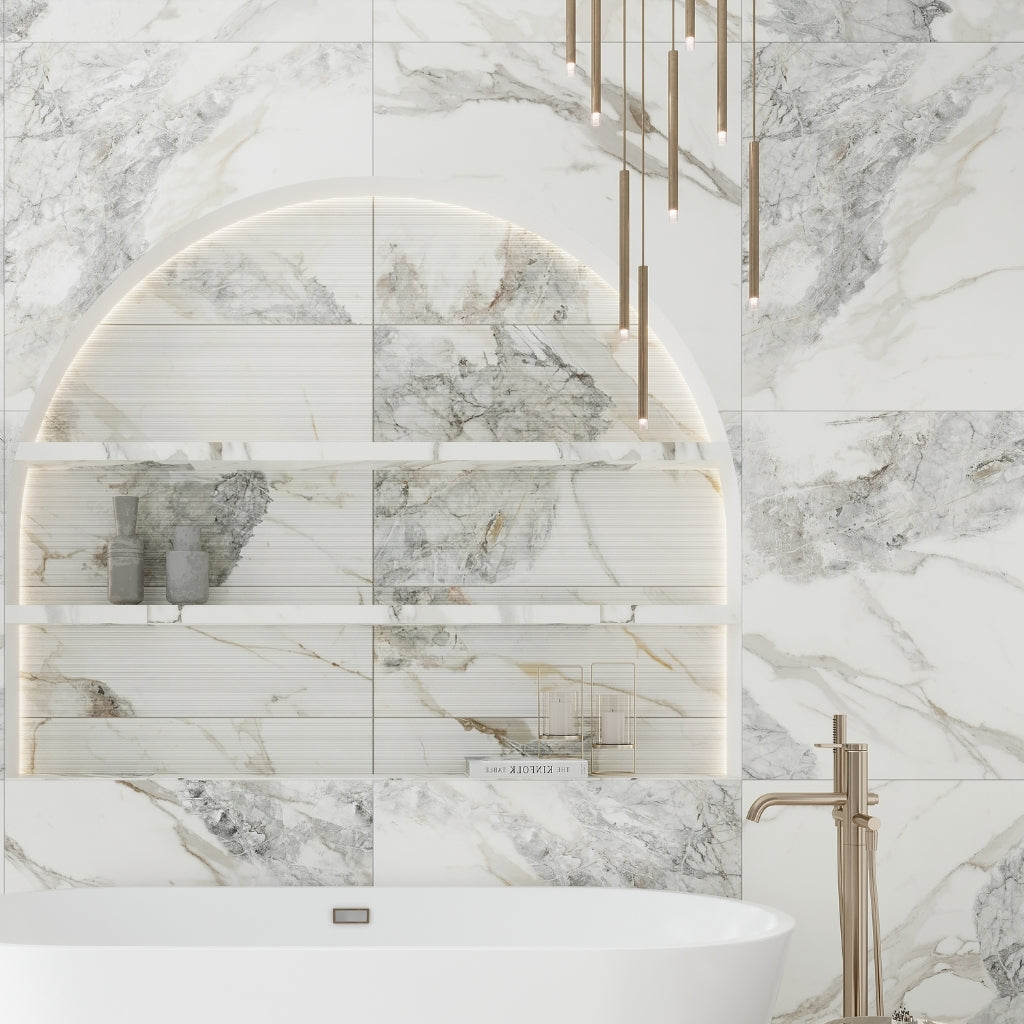 Soft White with Light Gray 32x32 Matte Square Porcelain Large Format Tile (2 pack, 13.78 sq ft/case)