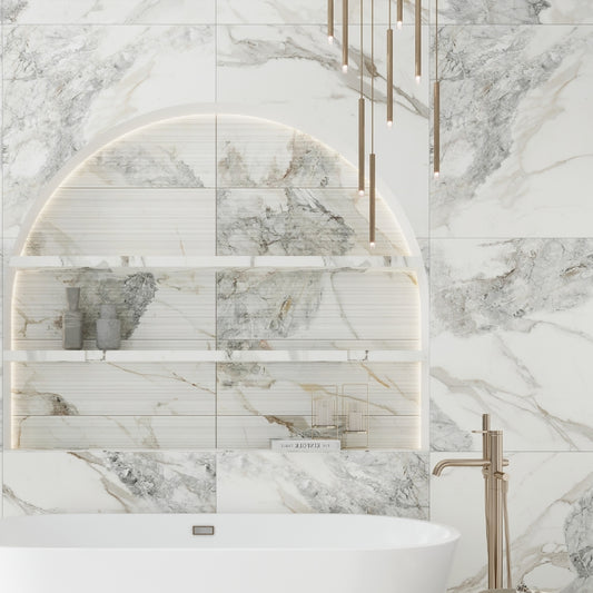 Soft White with Light Gray 32x32 Matte Square Porcelain Large Format Tile (2 pack, 13.78 sq ft/case)