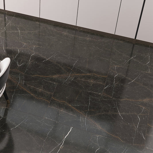 Sable Black 24x48 Polished Porcelain Large Format Tile (2 pack, 15.55 sq ft/case)