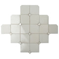 Pearl white polished Thassos shell hexagon mosaic tile with small diamond accents arranged in pattern
