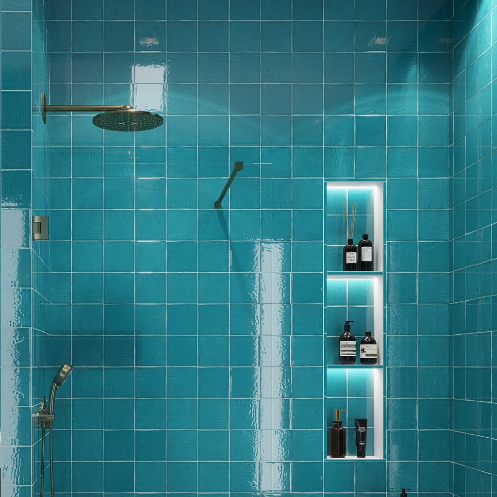 Turquoise Blue 6x6 Glossy Square Porcelain Tile (19 pack, 4.65 sq ft/case)