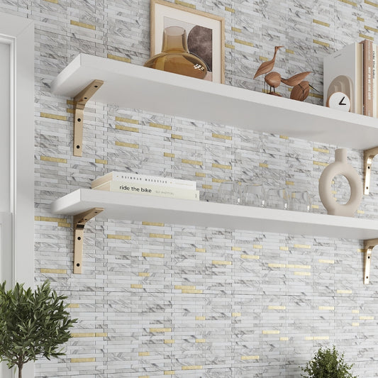 White Gold 10x12 Polished Brick PVC Peel & Stick Tile (10 pack, 9.26 sq ft/case)