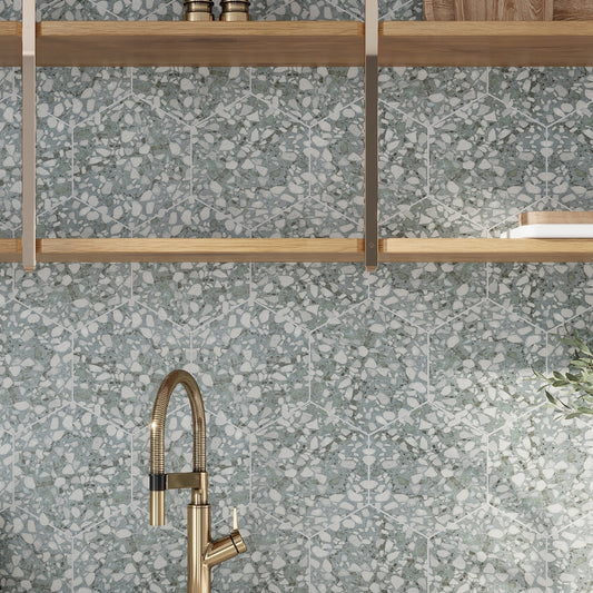 Sage Green 9x11 Matte Hexagon Porcelain Tile (16 pack, 8.07 sq ft/case)