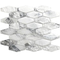 Sample - White 11x12 Matte Elongated Hexagon Glass Mosaic Tile (10 pack, 8.6 sq ft/case)