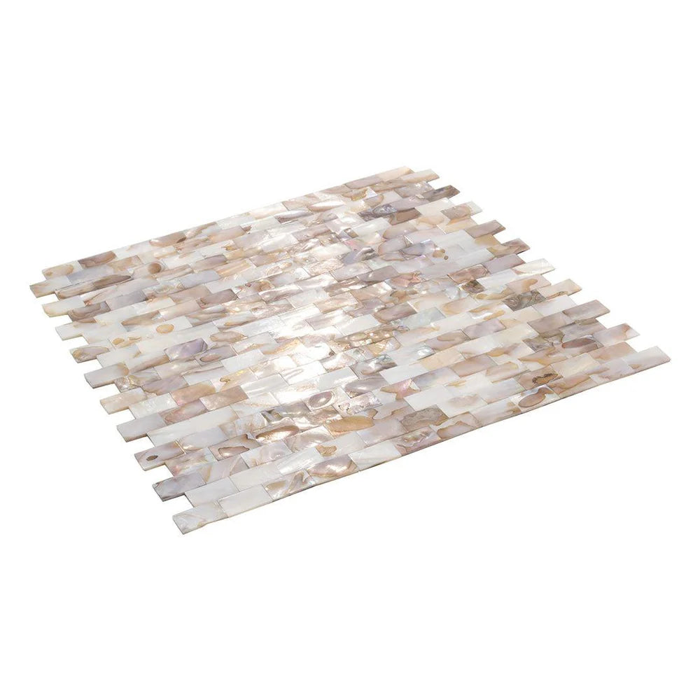 White Beige 12x12 Polished Brick Shell Mother of Pearl