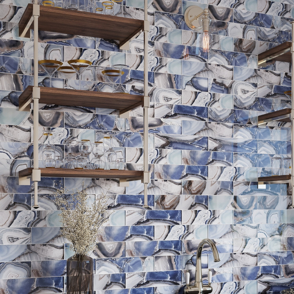 Sea Blue 3x12 Glossy Glass Subway Tile (20 pack, 5 sq ft/case)