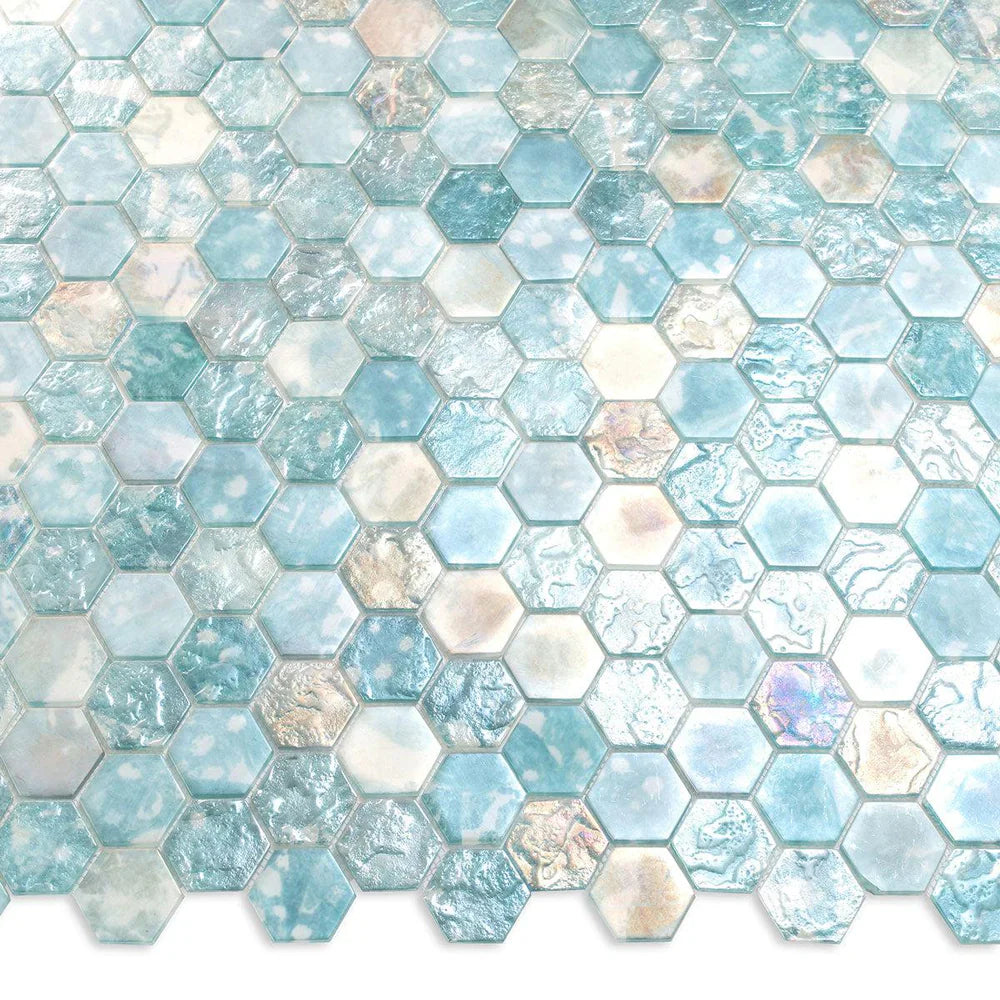 Aqua 12x12 Matte Hexagon Glass Mosaic Tile (10 Cases, 96 sq ft/Pallet)