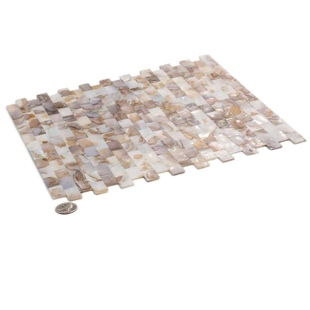 Concha 11.3 in. x 11.8 in. Polished White, Beige Shell, Mother of Pearl Mosaic Wall Tile (18.52 sq ft/case) - 20 pack