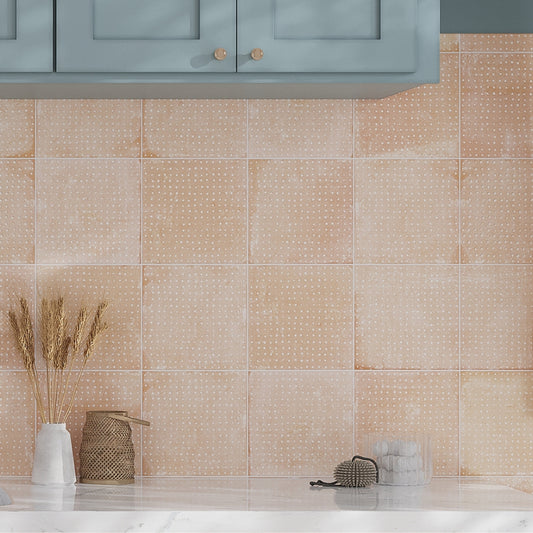 Terracotta Beige 9x9 Matte, Glossy Dotted Square Porcelain Tile (13 pack, 6.96 sq ft/case)