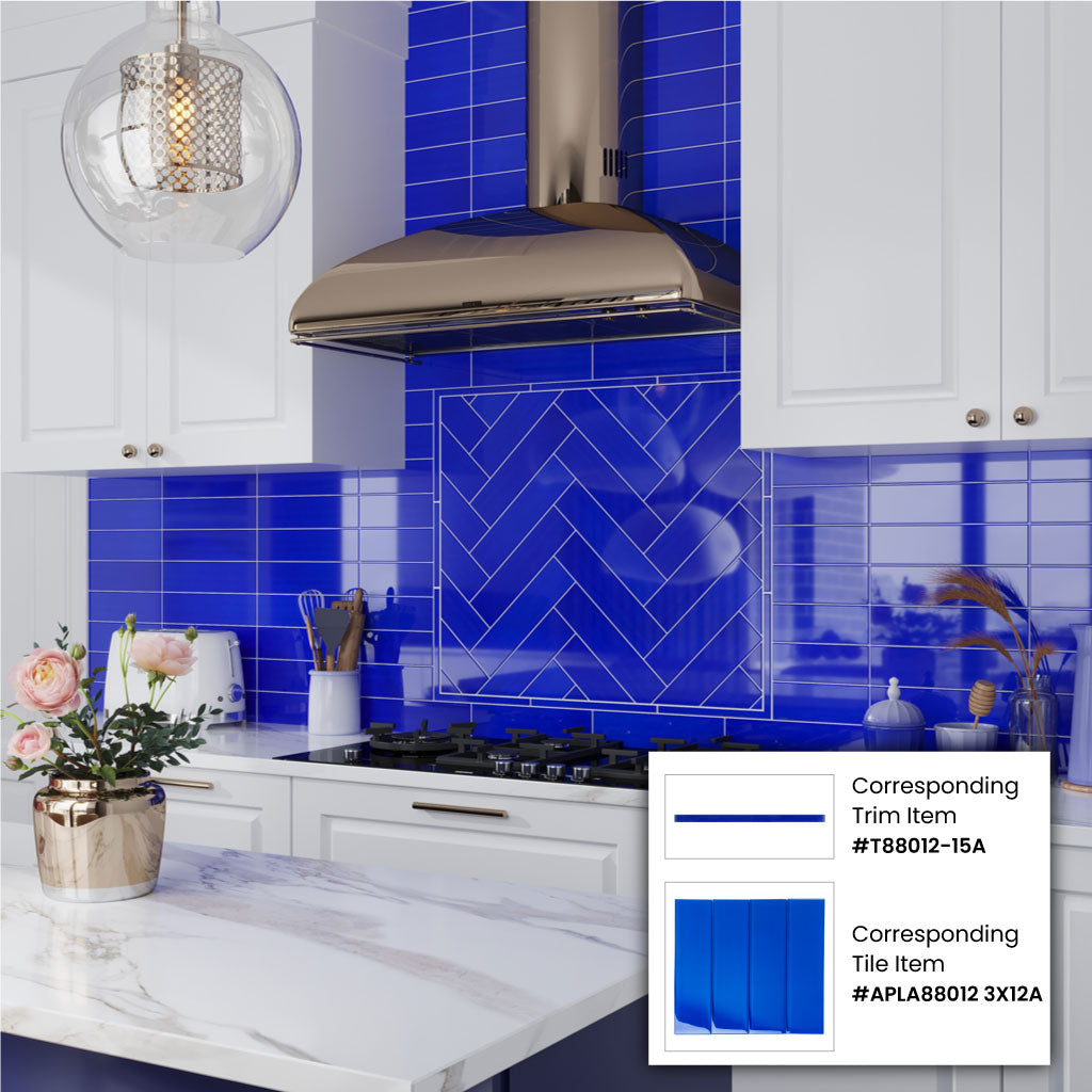 Cobalt Blue 3x12 Glossy Subway Glass Tile (28 Cases, 140 sqft/Pallet)