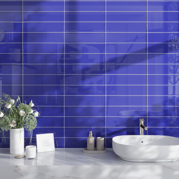Timeless 4x16 Cobalt Blue Glossy Glass Tile for Walls and