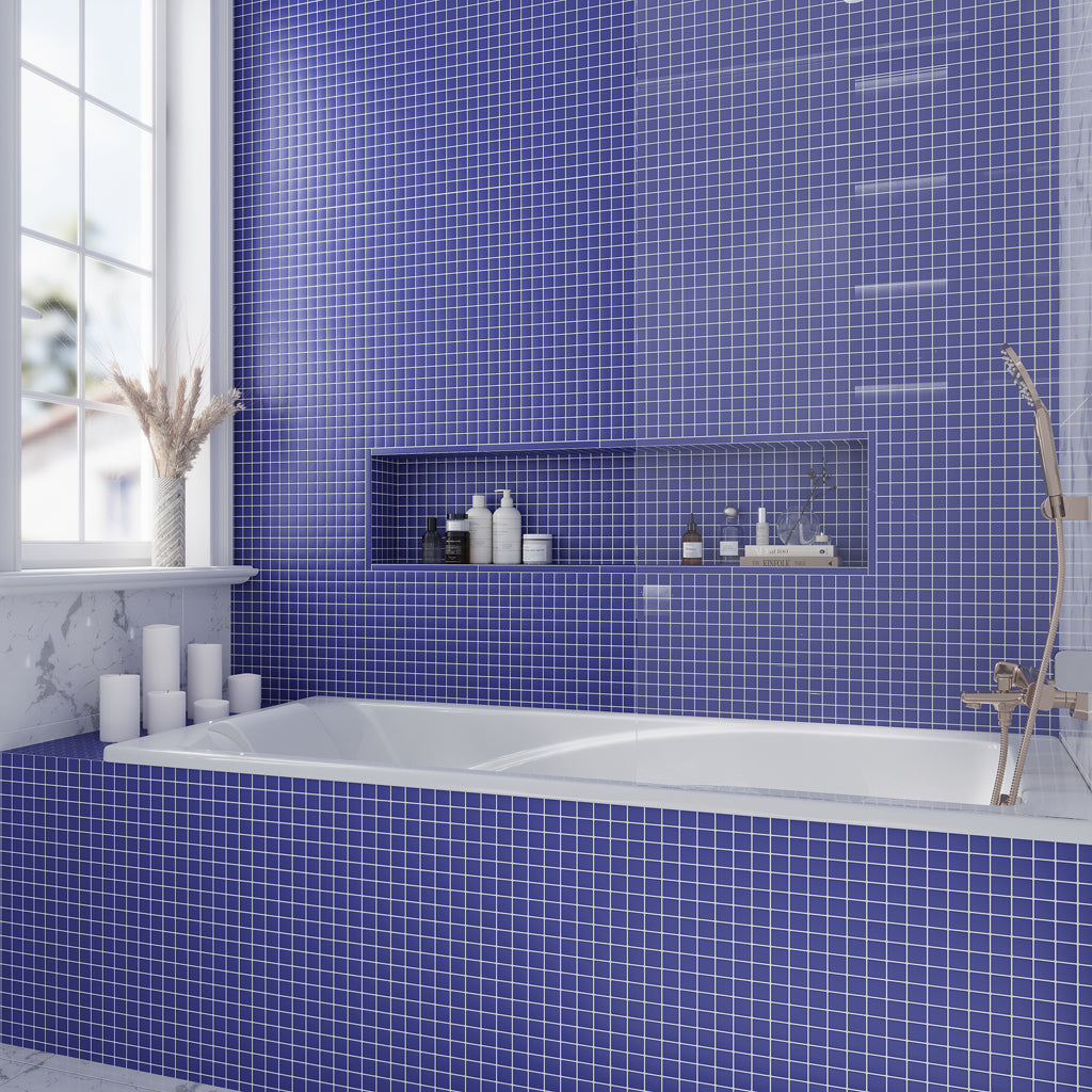 Cobalt Blue 12x12 Matte Square Glass Mosaic Tile (10 pack, 9.67 sq ft/case)