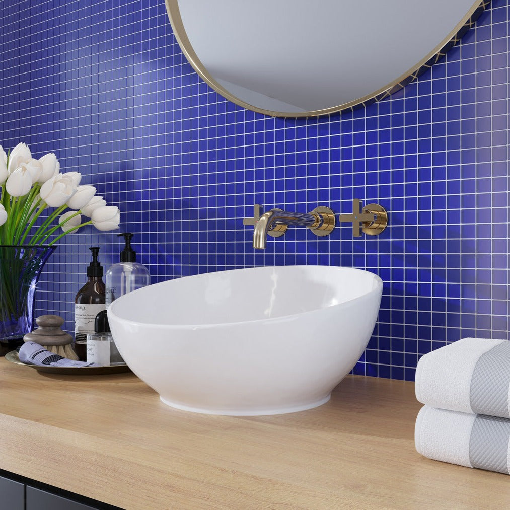 Cobalt Blue 12x12 Matte Square Glass Mosaic Tile (10 pack, 9.67 sq ft/case) - Sample