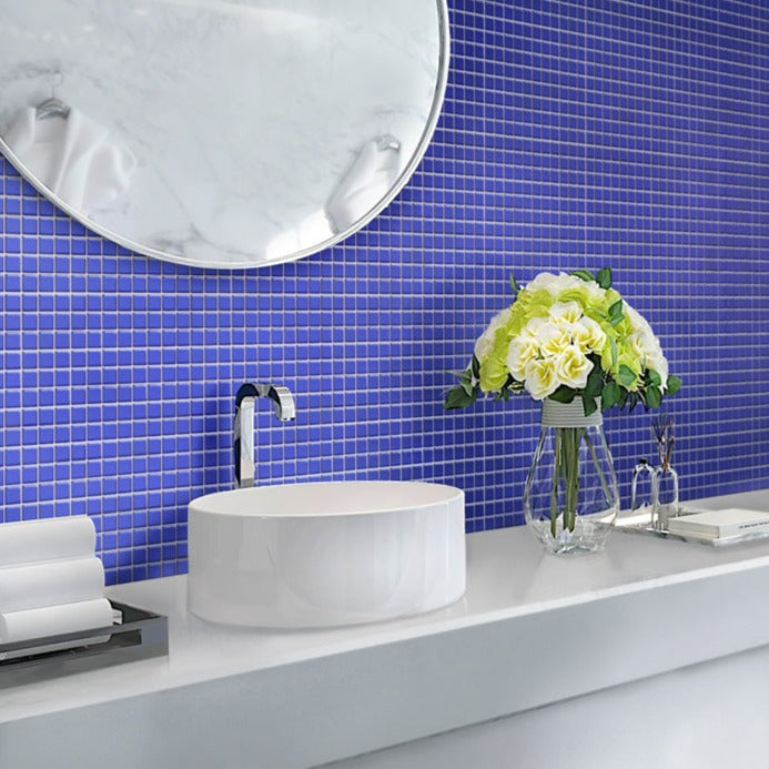 Cobalt Blue 12x12 Matte Square Glass Mosaic Tile (10 pack, 9.67 sq ft/case) - Sample