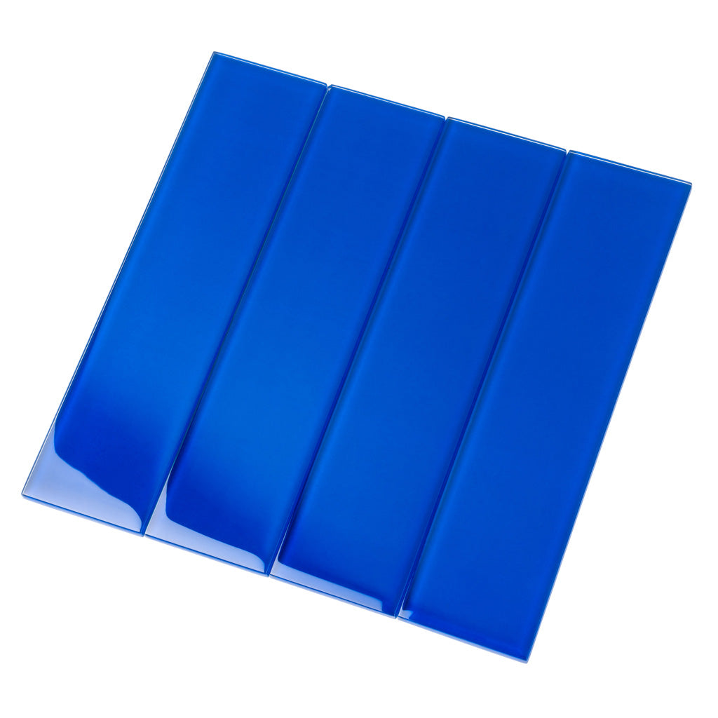 3x12 Cobalt Blue Glass Mosaic Tile
