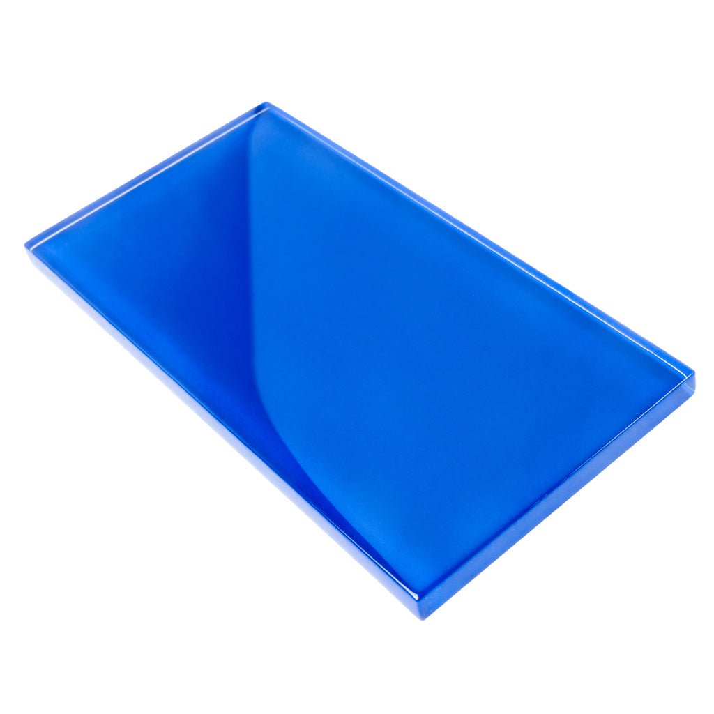 40 pack Cobalt Blue 3 in. x 6 in. Polished Glass Mosaic Tile (5 sq ft/case) - Sample
