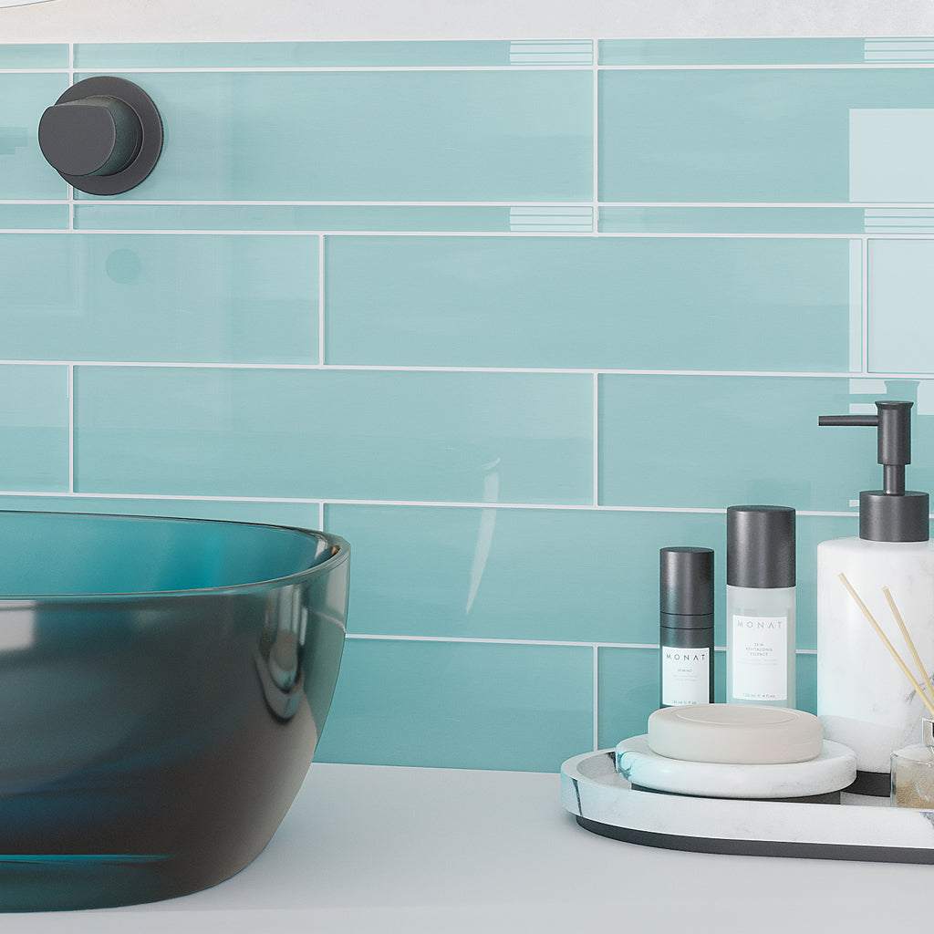 Sky Blue 3x12 Glossy Subway Glass Tile (25 Cases, 125 sqft/Pallet)