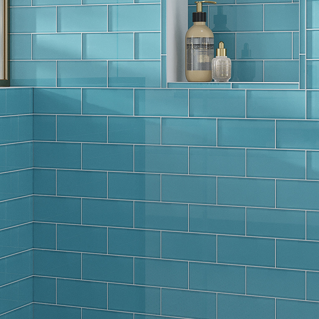 Sky Blue 3x6 Glossy Subway Glass Tile (40 pack, 5 sq ft/case)