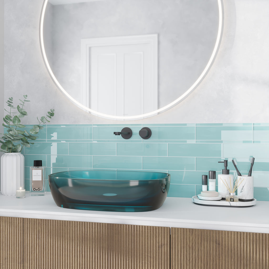 Sky Blue 3x12 Glossy Subway Glass Tile (25 Cases, 125 sqft/Pallet)