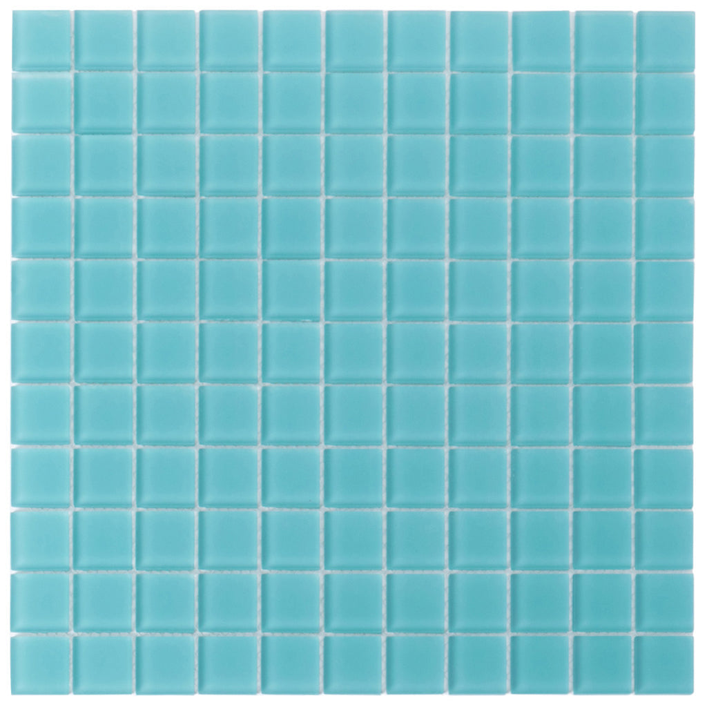 Sky Blue 12x12 Matte Square Glass Mosaic Tile (10 pack, 9.67 sq ft/case) - Sample