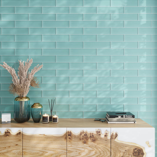 Sky Blue 3x12 Matte Subway Glass Tile (20 pack, 5 sq ft/case)