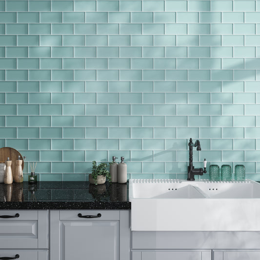 Sky Blue 3x6 Matte Subway Glass Tile (40 pack, 5 sq ft/case)